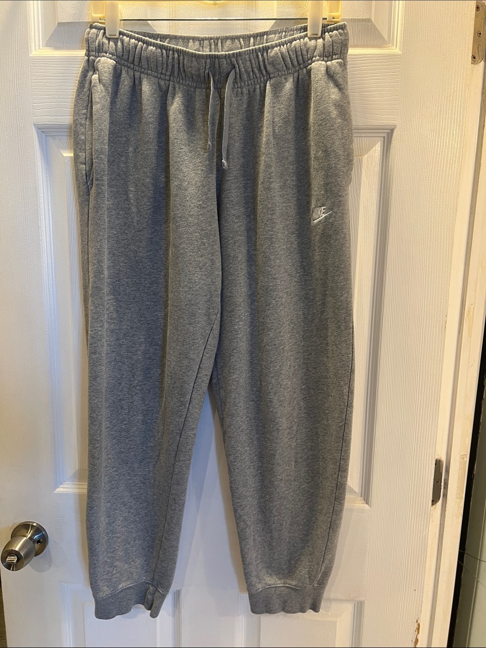 Nike Gray Fleece Joggers with Drawstring Waist